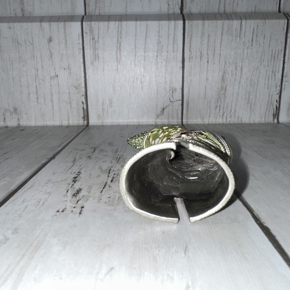 Beautiful Miniature Pewter Bootie Shoe Dollhouse Fairy Garden Ornate Green - Picture 5 of 7